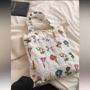 Embroidered Flowers Tote